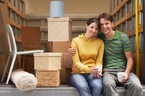 Office relocation planning in St Johns Wood with moving boxes and workspace items