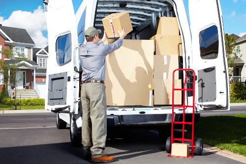 Moving staff preparing items for safe transport